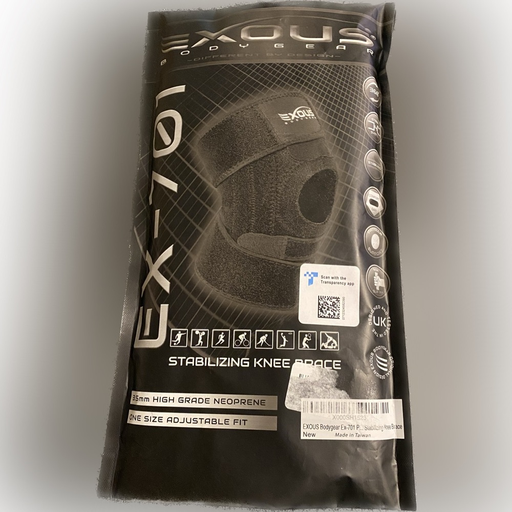 Exous BodyGear Stabilizing Knee Brace - Black One Size Adjustable Fit